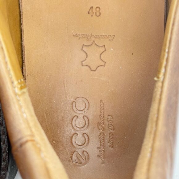 ECCO Holton Apron Toe Slip On Loafers Brown Leather Shock Point EU 48 US 14
